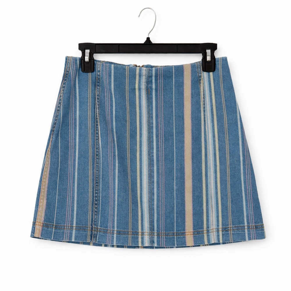Wild Fable Y2K Retro Striped Denim Mini Skirt Blue, Pink & Tan Size 10